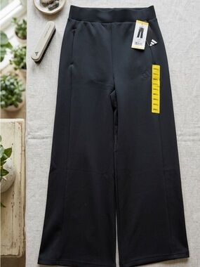 adidas Black Wide-Leg Lounge Pants with Subtle Logo